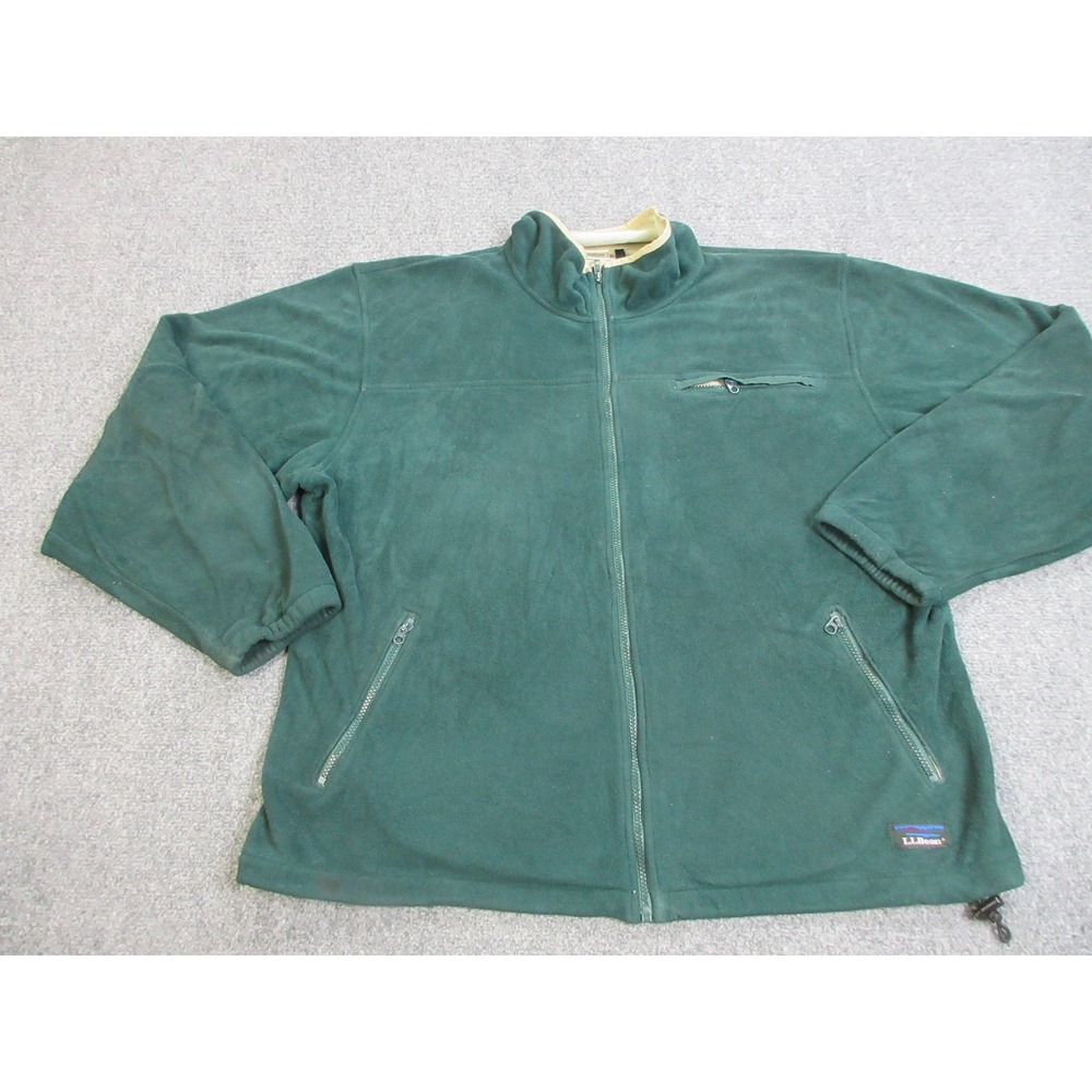 VIntage L.L.Bean Jacket Mens Large Green‎ Polartec Windbloc Fleece Full Zip